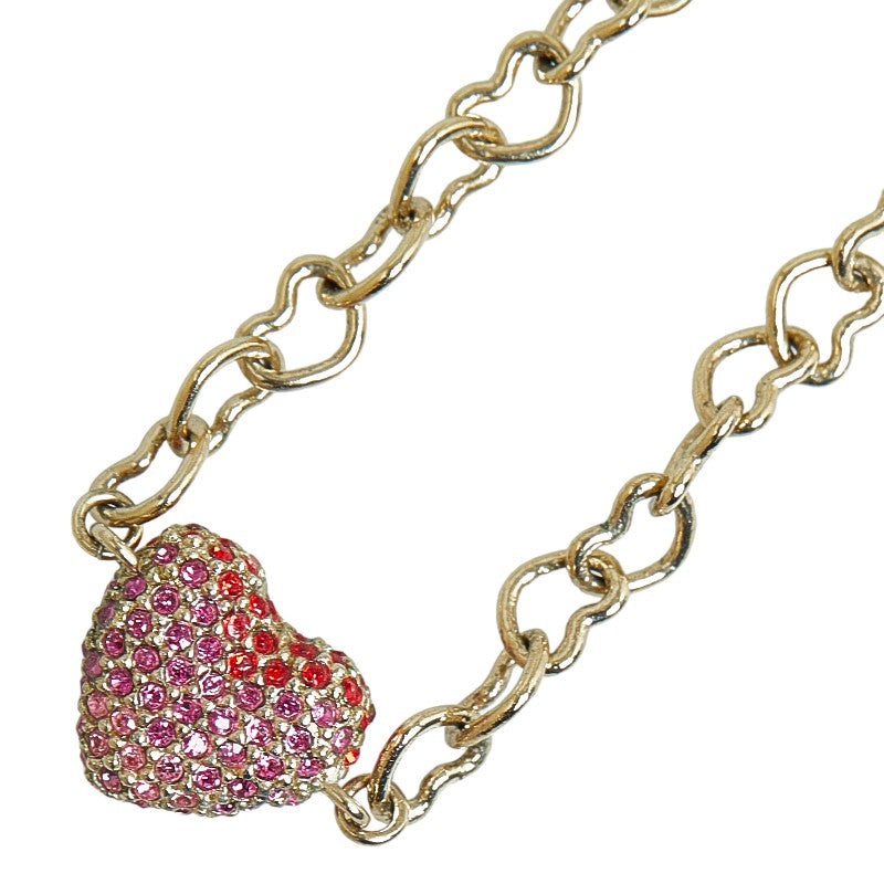 Dior Heart Rhinestone Necklace Metal Necklace in Excellent condition