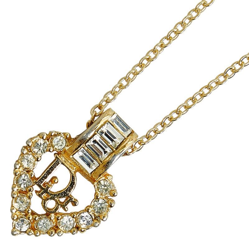 Dior Logo Rhinestone Necklace Metal Necklace in Good condition