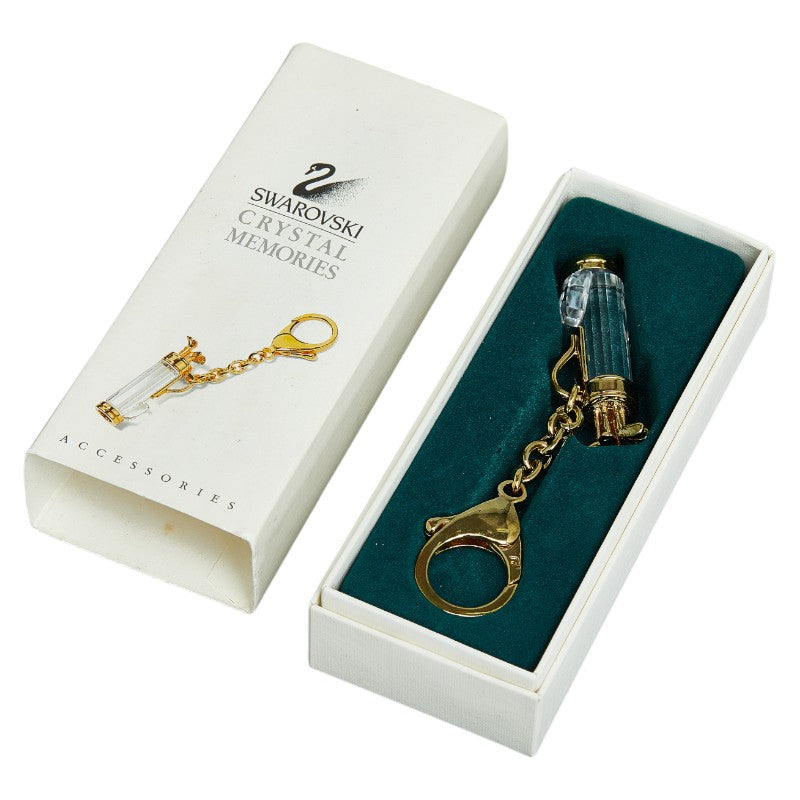 Swarovski Crystal Memories Golf Bag Keychain Gold Clear