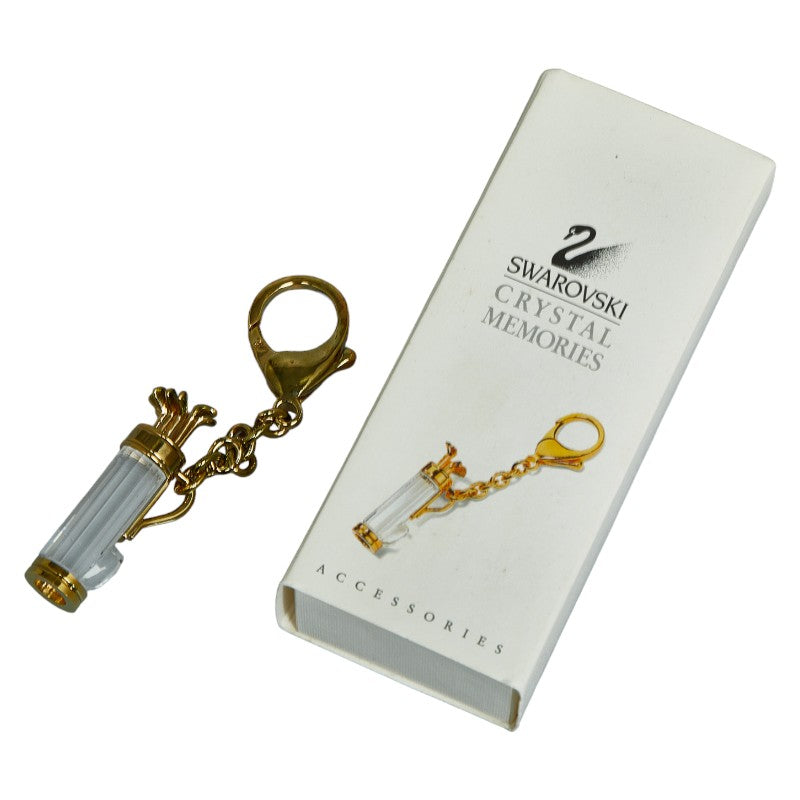 Swarovski Crystal Memories Golf Bag Keychain Gold Clear