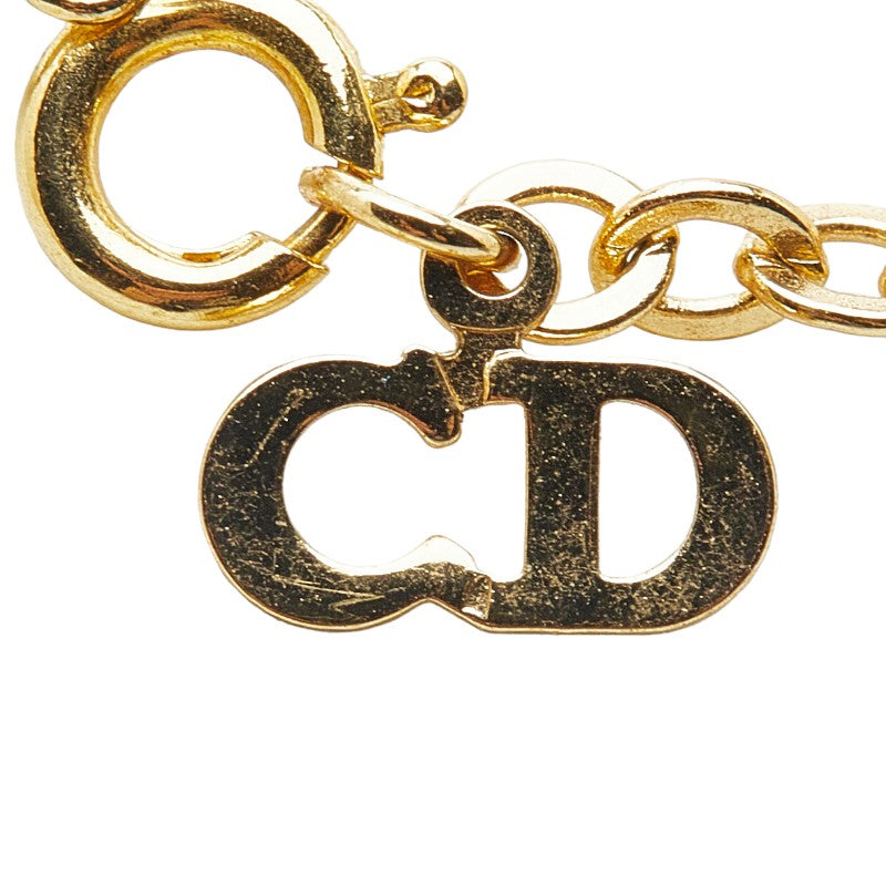 Dior Gold Plated Hard Logo Rhinestone Necklace