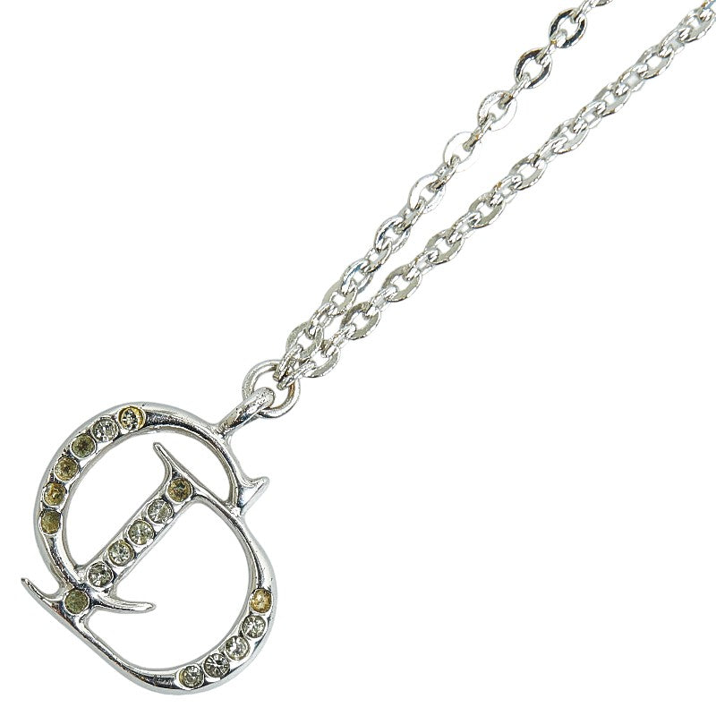 Dior CD Logo Rhinestone Necklace Metal Necklace in Fair condition