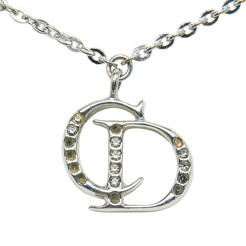 Dior CD Logo Rhinestone Necklace Metal Necklace in Fair condition