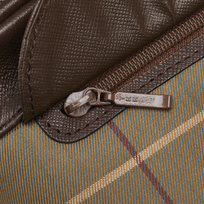 Burberry Check Canvas Leather Pouch Clutch