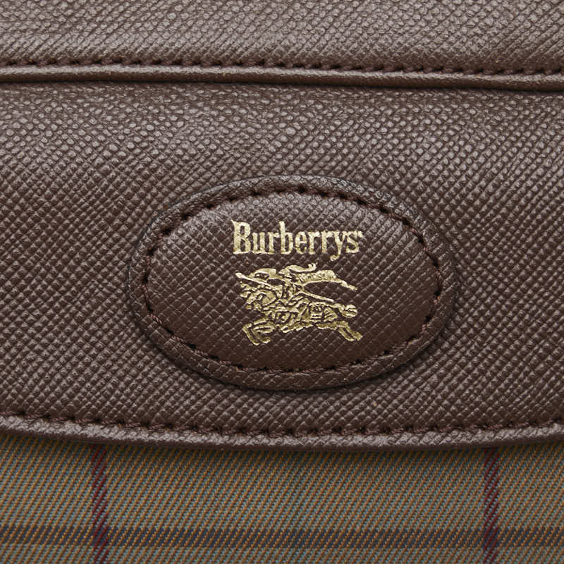 Burberry Check Canvas Leather Pouch Clutch