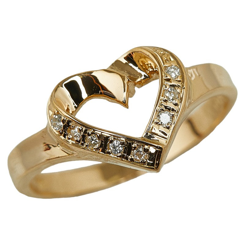 [LuxUness] 18k Gold Diamond Heart Ring Metal Ring in Excellent condition