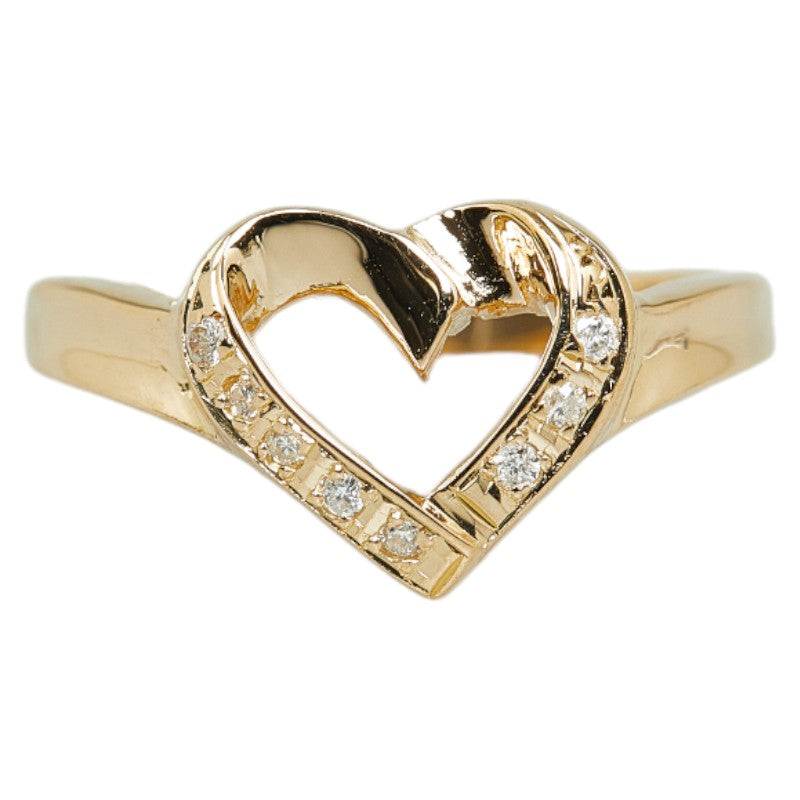 [LuxUness] 18k Gold Diamond Heart Ring Metal Ring in Excellent condition