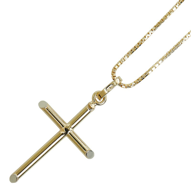 K18YG Yellow Gold Cross Pendant Necklace in Excellent Condition