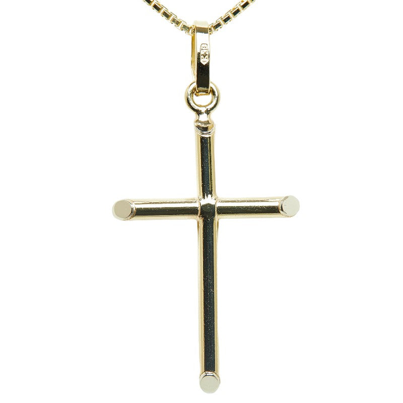 K18YG Yellow Gold Cross Pendant Necklace in Excellent Condition