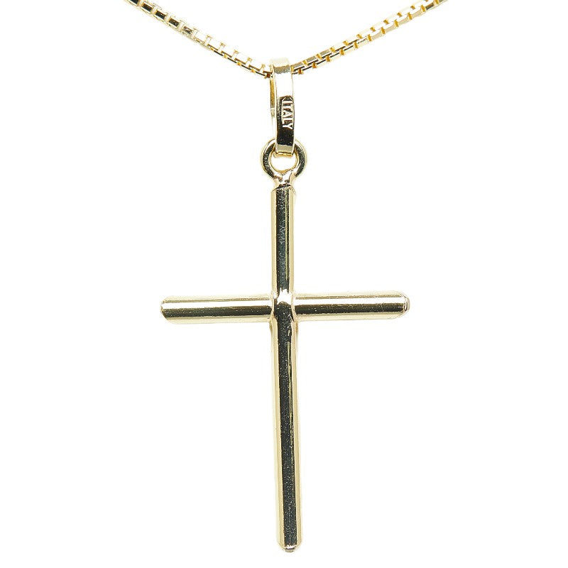 K18YG Yellow Gold Cross Pendant Necklace in Excellent Condition