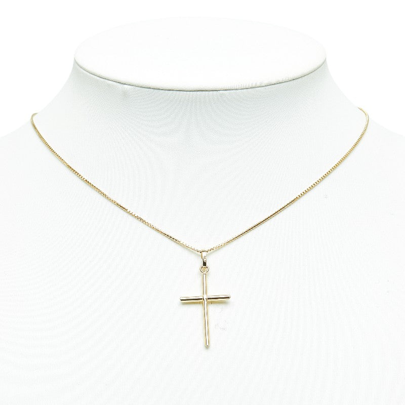 K18YG Yellow Gold Cross Pendant Necklace in Excellent Condition