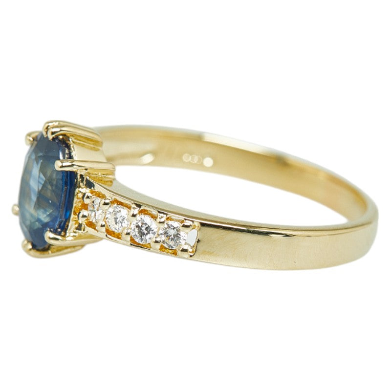 K18YG Yellow Gold Sapphire 1.11ct Diamond 0.13ct Ring in Great Condition