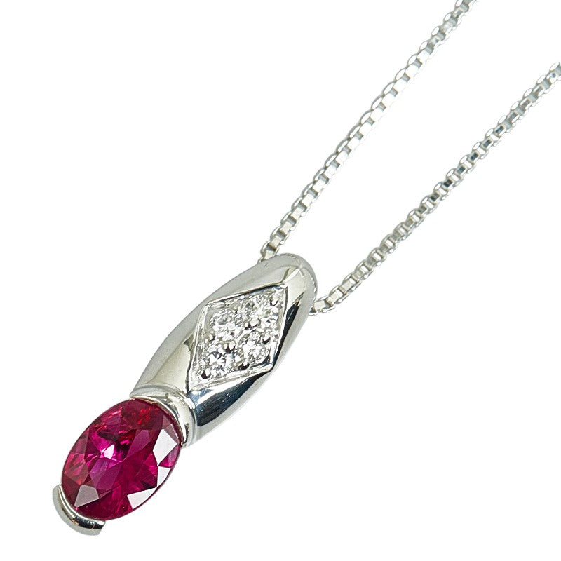 Platinum Diamond Ruby Pendant Necklace