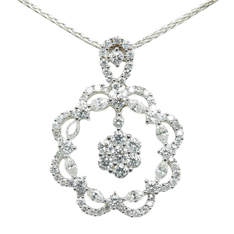 18k Gold Diamond Flower Pendant Necklace