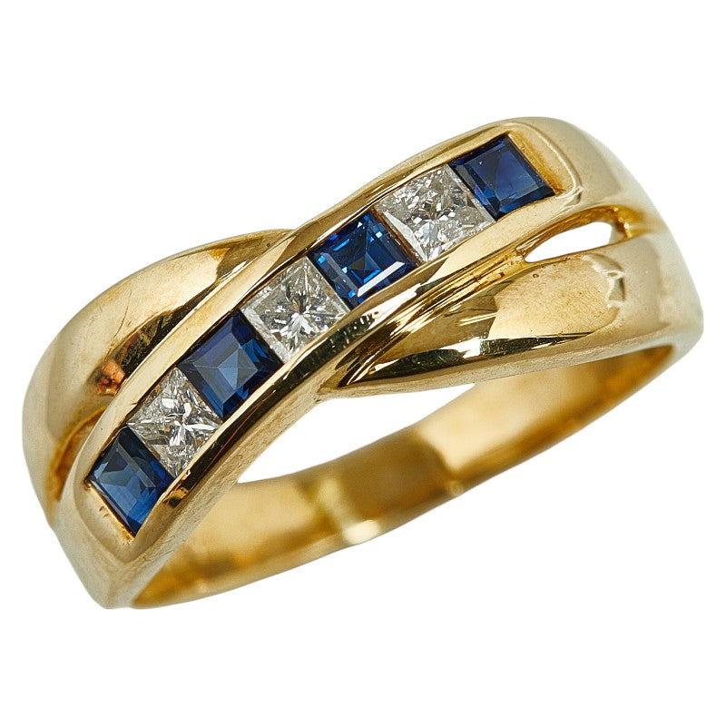 K18YG Yellow Gold Sapphire 0.48ct Diamond 0.45ct Ring