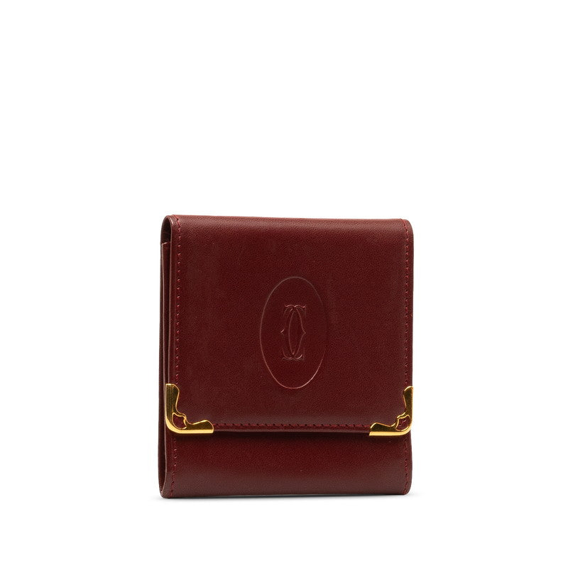 Cartier Must Line Leather Coin Case Wine Red in Very Good Condition