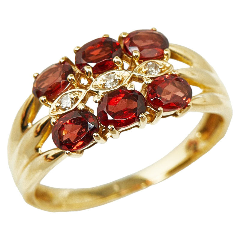 K18YG Yellow Gold Garnet Diamond Ring in Excellent Condition