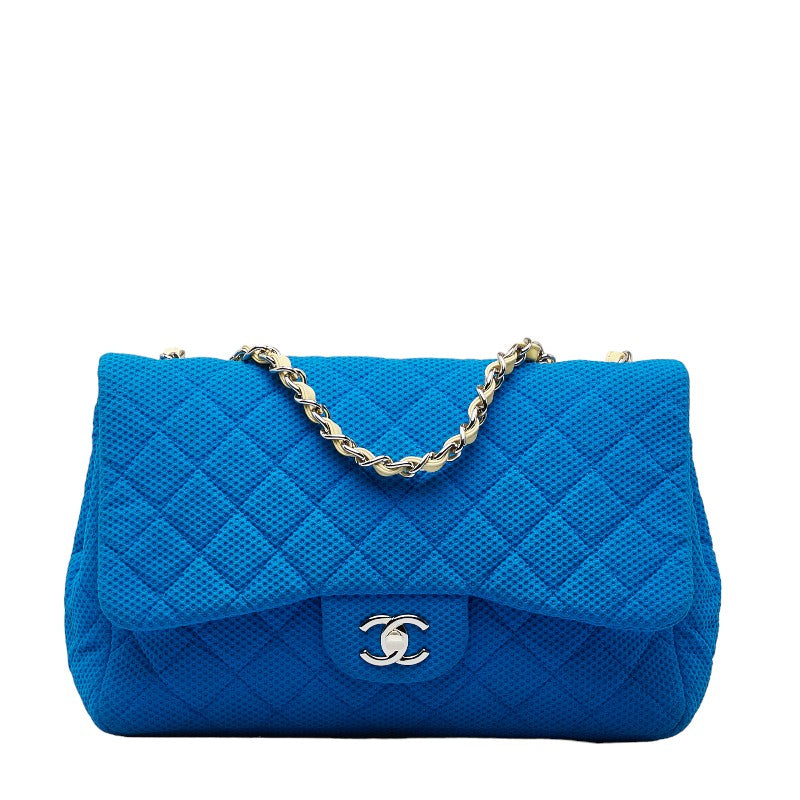 Chanel Matelasse Coco Mark Canvas Handbag Blue