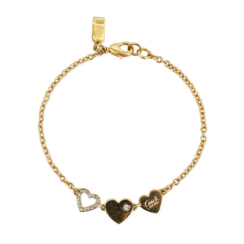 Coach Heart Motif Rhinestone Bracelet Gold