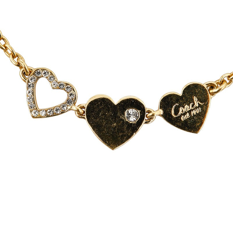 Coach Heart Motif Rhinestone Bracelet Gold