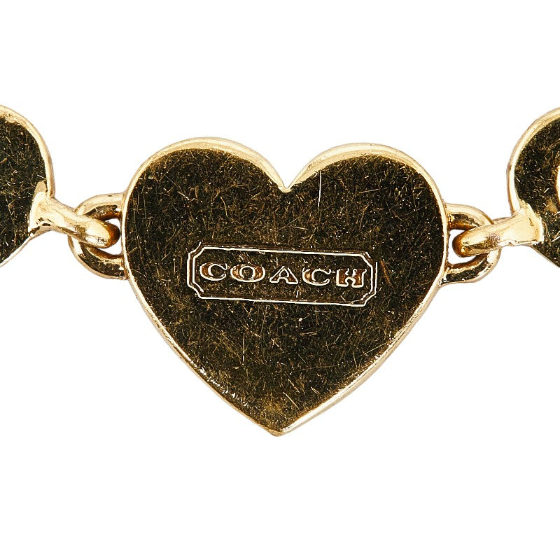 Coach Heart Motif Rhinestone Bracelet Gold Plated in Very Good Condition