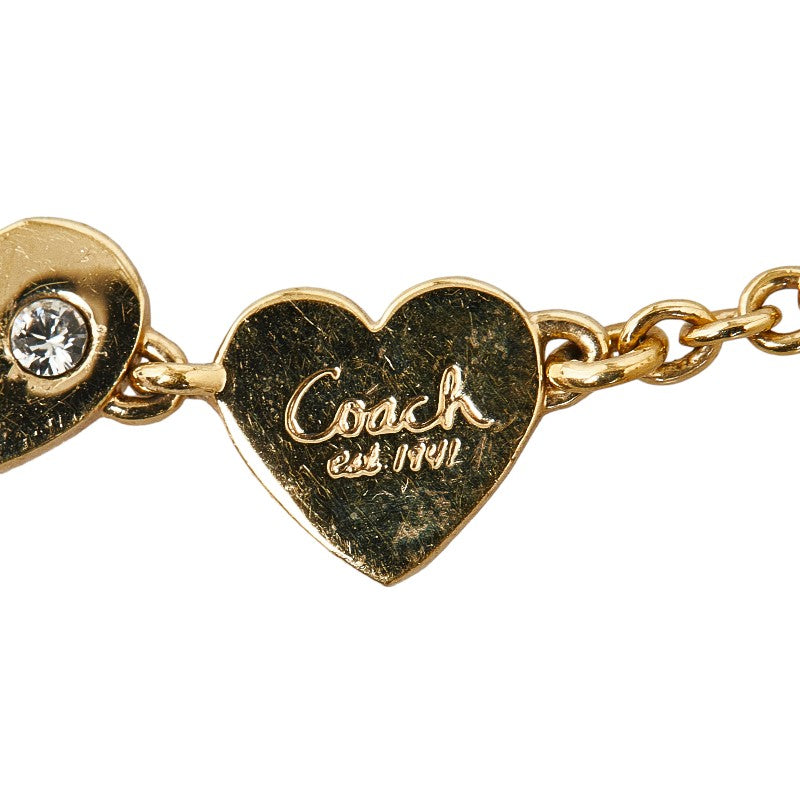 Coach Heart Motif Rhinestone Bracelet Gold