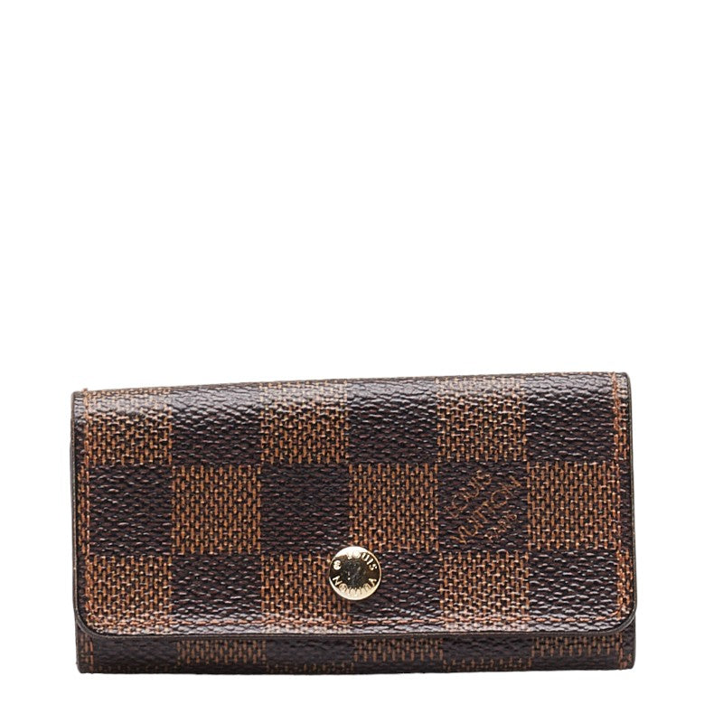 Louis Vuitton Damier Multicles 4 Key Case N62631 Brown PVC Leather in Very Good Condition