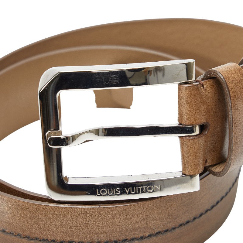 Louis Vuitton Leather Belt Brown Silver in Very Good Condition