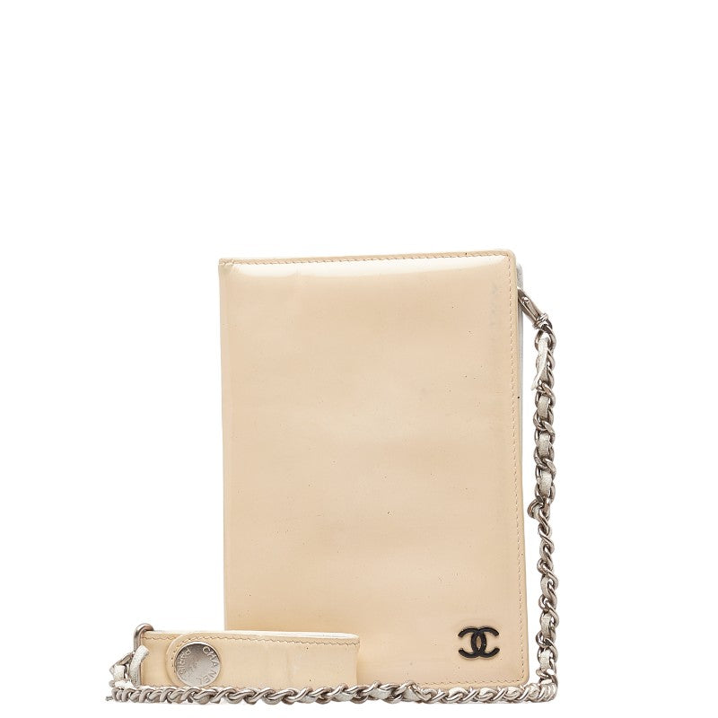 Chanel Patent Leather Coco Mark Card Case Beige in Good Condition