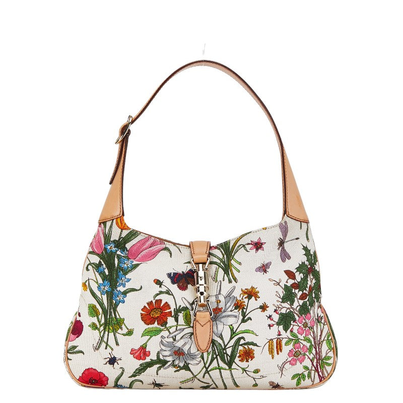 Gucci Flora Canvas Jackie Shoulder Bag Canvas Shoulder Bag 137335 in Good condition