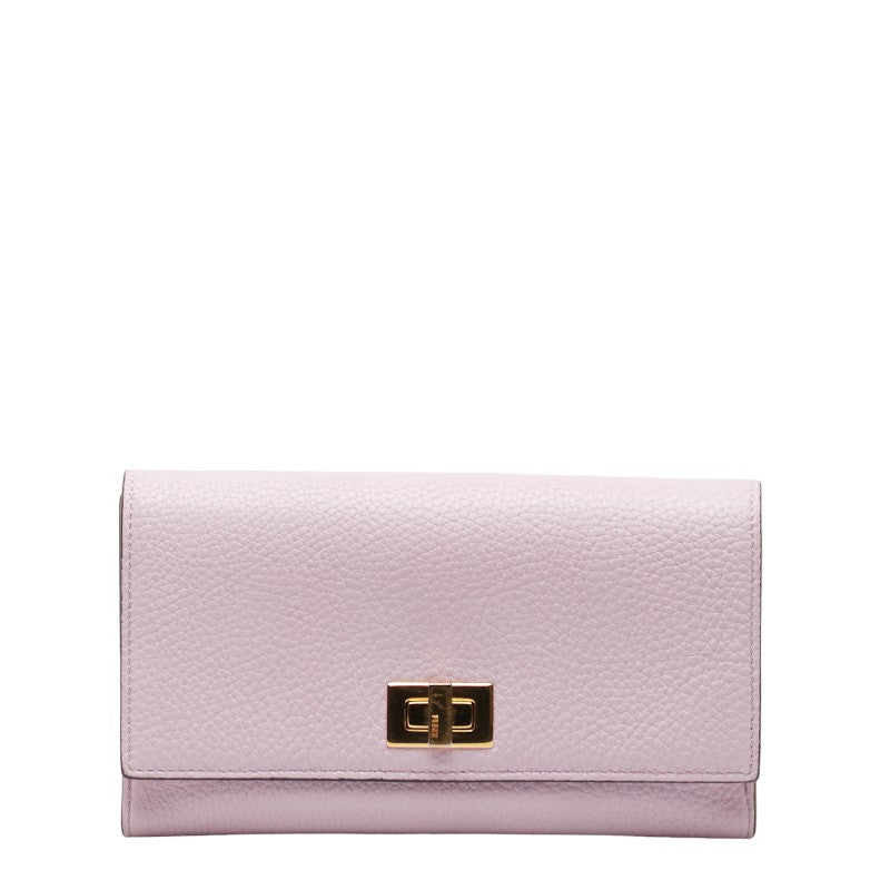 Fendi Peekaboo Leather Long Wallet 8M0427 Pink Gold in Good Condition