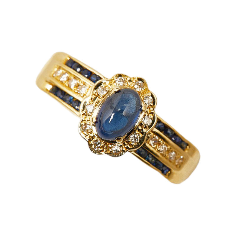 K18YG Yellow Gold Sapphire 1.27ct Diamond 0.10ct Ring