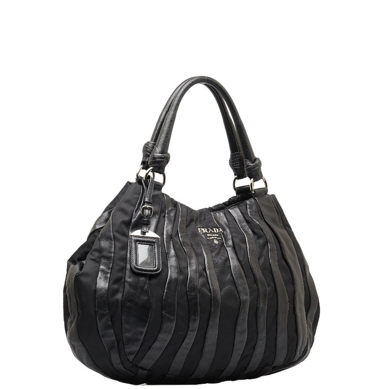Prada Tessuto & Leather Waves Handbag Leather Handbag BR3994 in Good condition