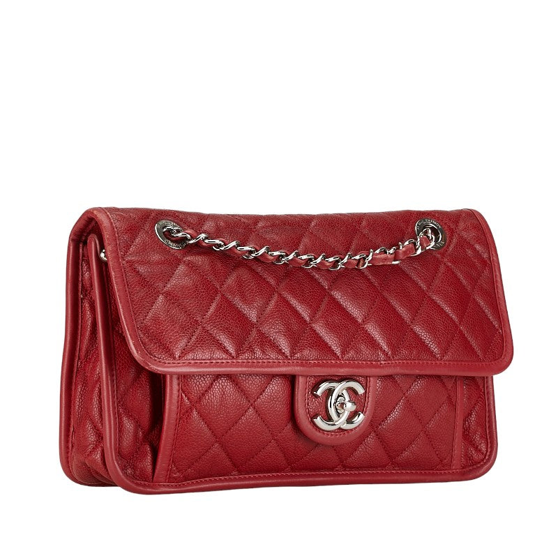 Chanel CC Quilted Caviar French Riviera Flap Bag Leather Shoulder Bag in Good condition