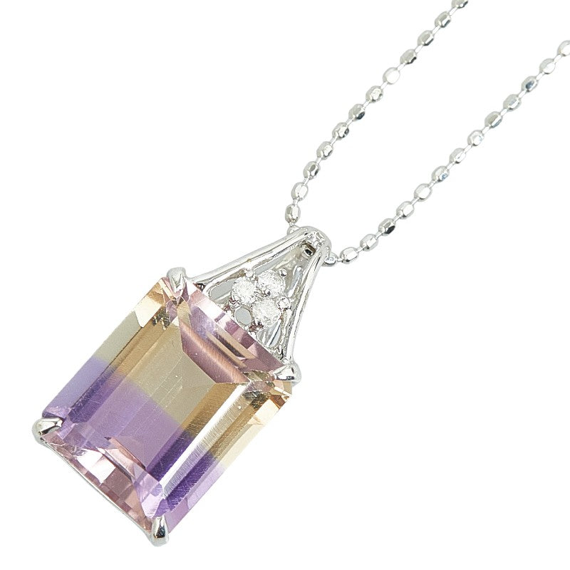 K18WG White Gold Ametrine 4.01ct Diamond 0.04ct Pendant Necklace in Excellent Condition