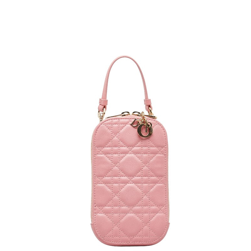 Dior Lady Dior Phone Holder Crossbody Bag Pink