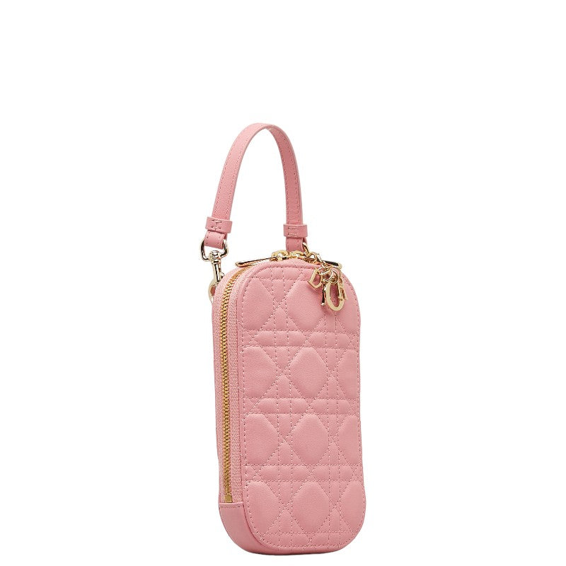 Dior Lady Dior Phone Holder Crossbody Bag Pink