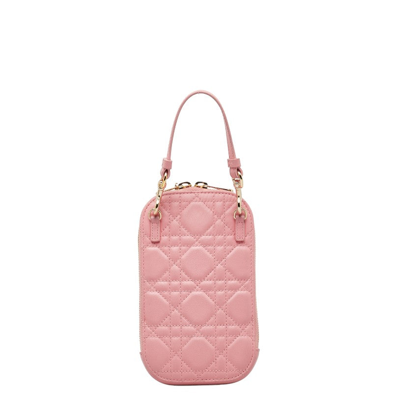 Dior Lady Dior Phone Holder Crossbody Bag Pink