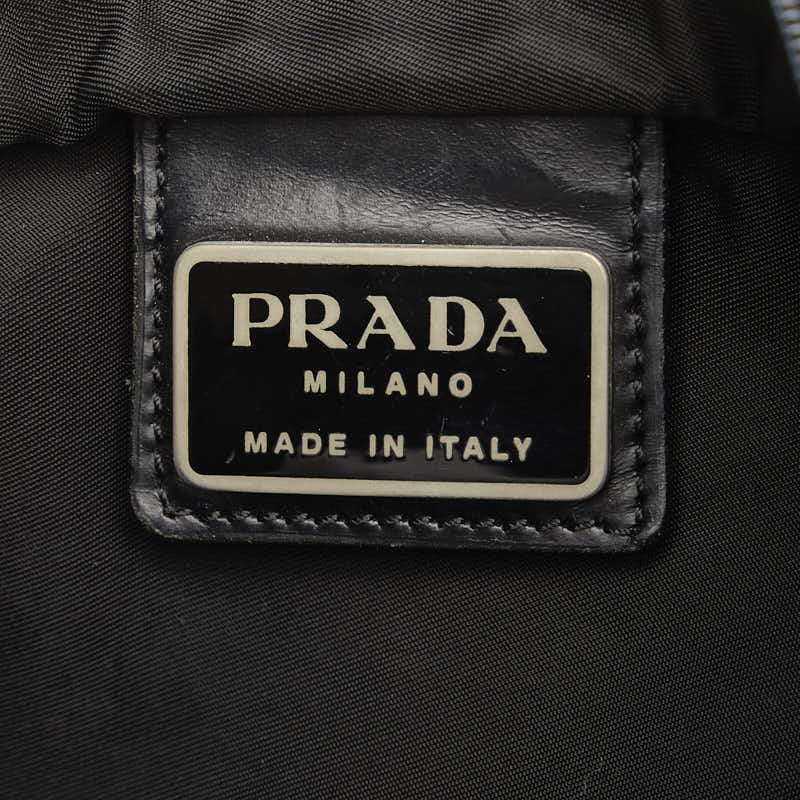 Prada Nylon Leather Triangle Logo Plate Shoulder Bag VA0348 in Good Condition