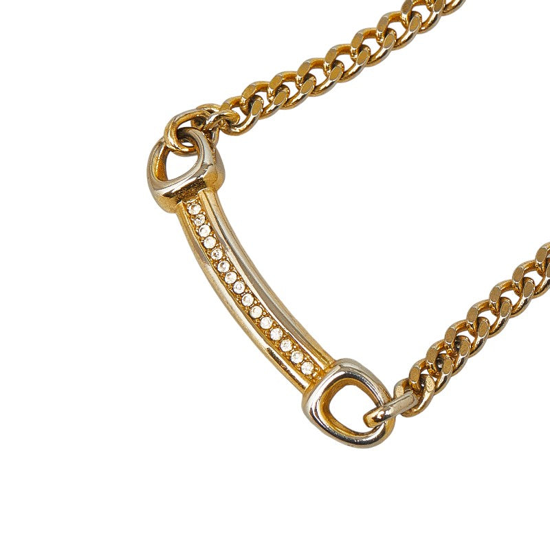 Dior Rhinestone Chain Necklace Gold Plated