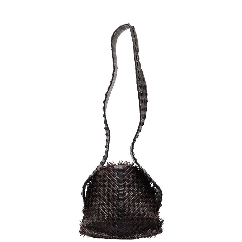 Bottega Veneta Intrecciato Studded Leather Crocodile Shoulder Bag in Very Good Condition