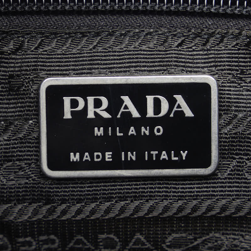 Prada Nylon Leather Triangle Logo Shoulder Bag