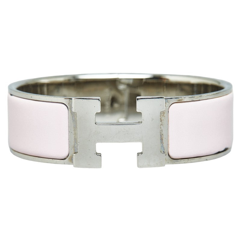 Hermes Click Clack H GM Bangle Silver Pink Metal in Very Good Condition