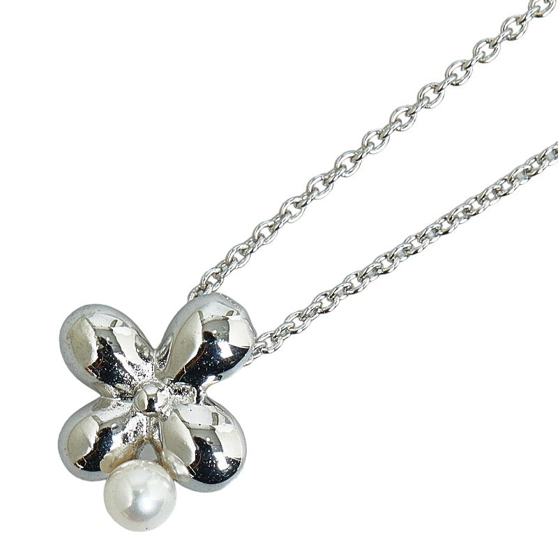 Tasaki SV925 Silver Pearl Flower Motif Necklace in Excellent Condition