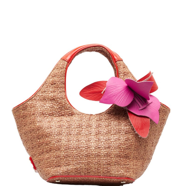 Kate Spade Raffia Leather Flower Motif Handbag in Very Good Condition