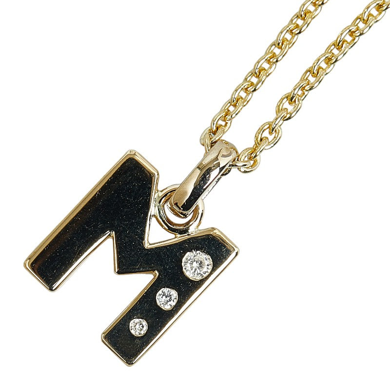 K18YG Yellow Gold Diamond Pendant Necklace in Great Condition