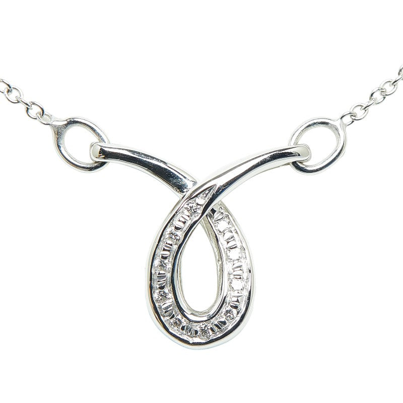 UNOAERRE K18WG White Gold Diamond Pendant Necklace in Excellent Condition