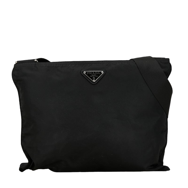 Prada Nylon Triangle Logo Plate Shoulder Bag