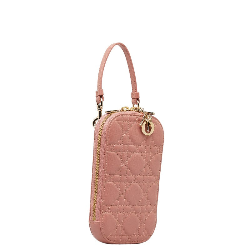 Dior Lady Dior Phone Holder Shoulder Bag Pink