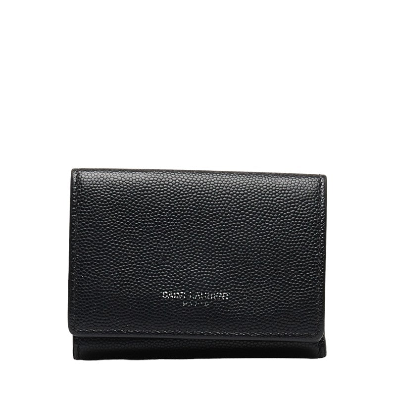 Yves Saint Laurent Leather Trifold Wallet Leather Short Wallet in Good condition
